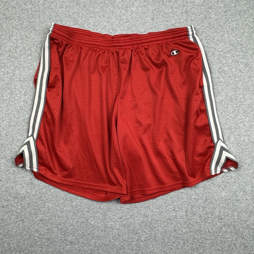 Rare Vintage 90s Champion Shorts XXL Basketball Stripes Jordan Bulls Red White